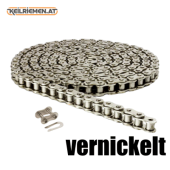 Vernickelte Rollenketten im Karton