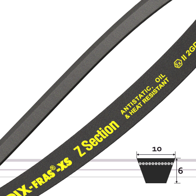 10x6 ( Z ) flammfeste Keilriemen 10x850%FRA 1